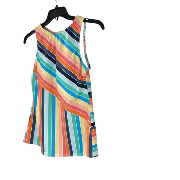 LANDS' END Pink and Blue Size 10 Chlorine Resistant High Neck Tankini Swim Top - Picture 4 of 12